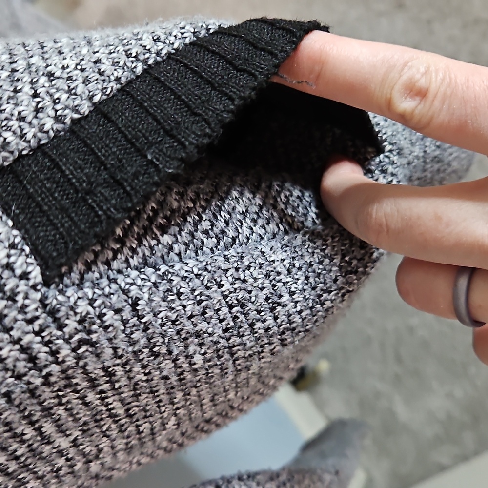 Men's Black and Gray Hoodie Zip-Up Sweater - Picture 5 of 6